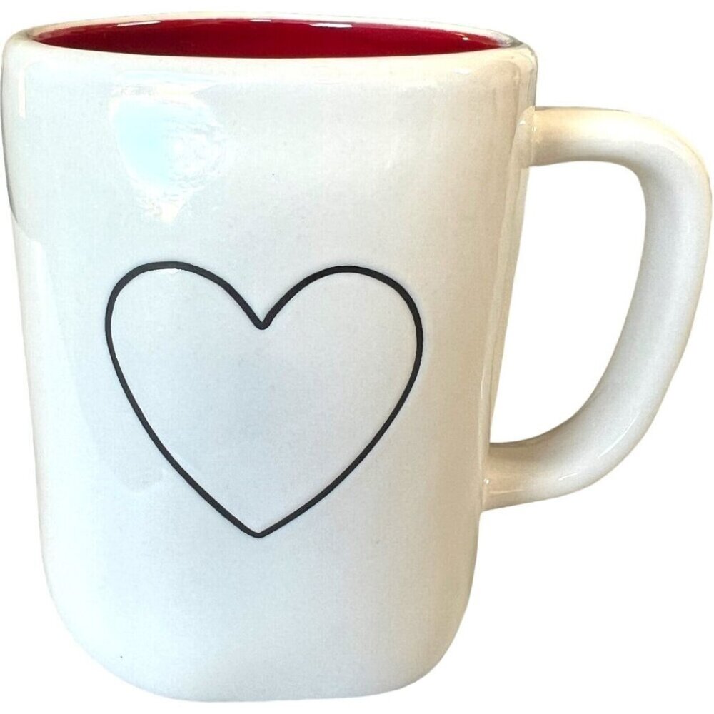 Rae Dunn HEART Coffee Mug Valentine Love Coffee 16oz‎ Dishwasher Safe Red Inside